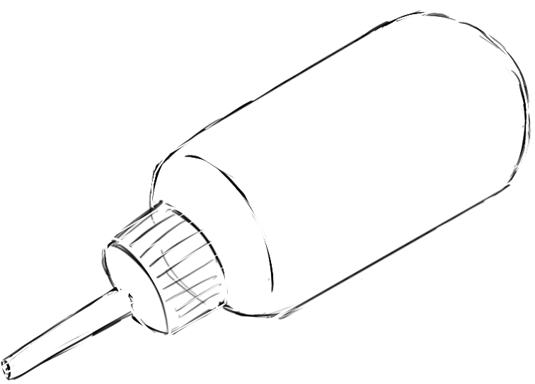 A stylistic sketch of a Jagua temporary tattoo squeeze bottle.