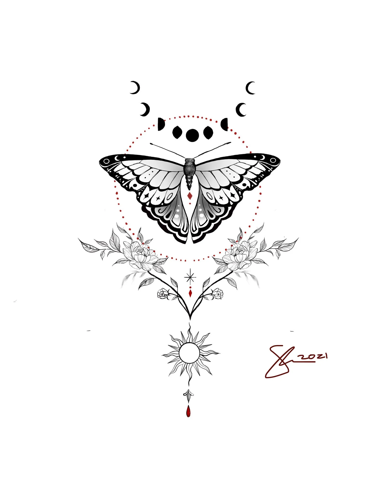 One of the many designs that Sandy Lin offers as tattoos.