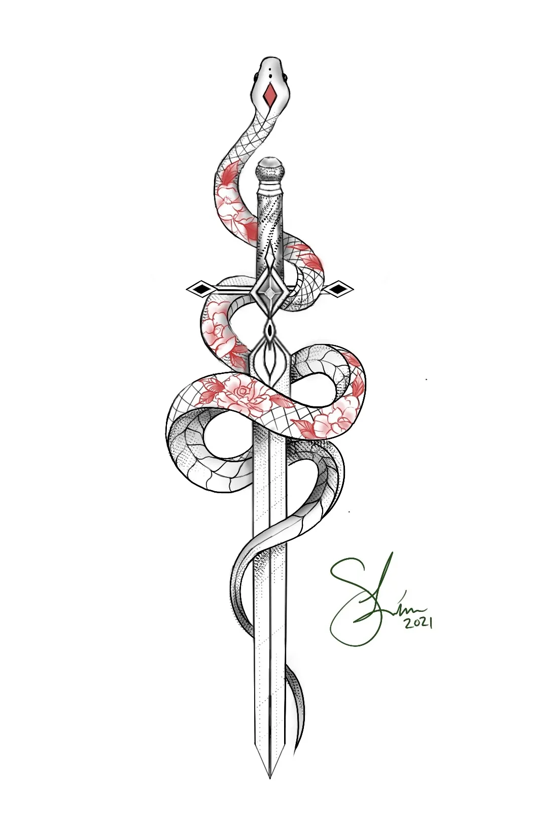 One of the many designs that Sandy Lin offers as tattoos.