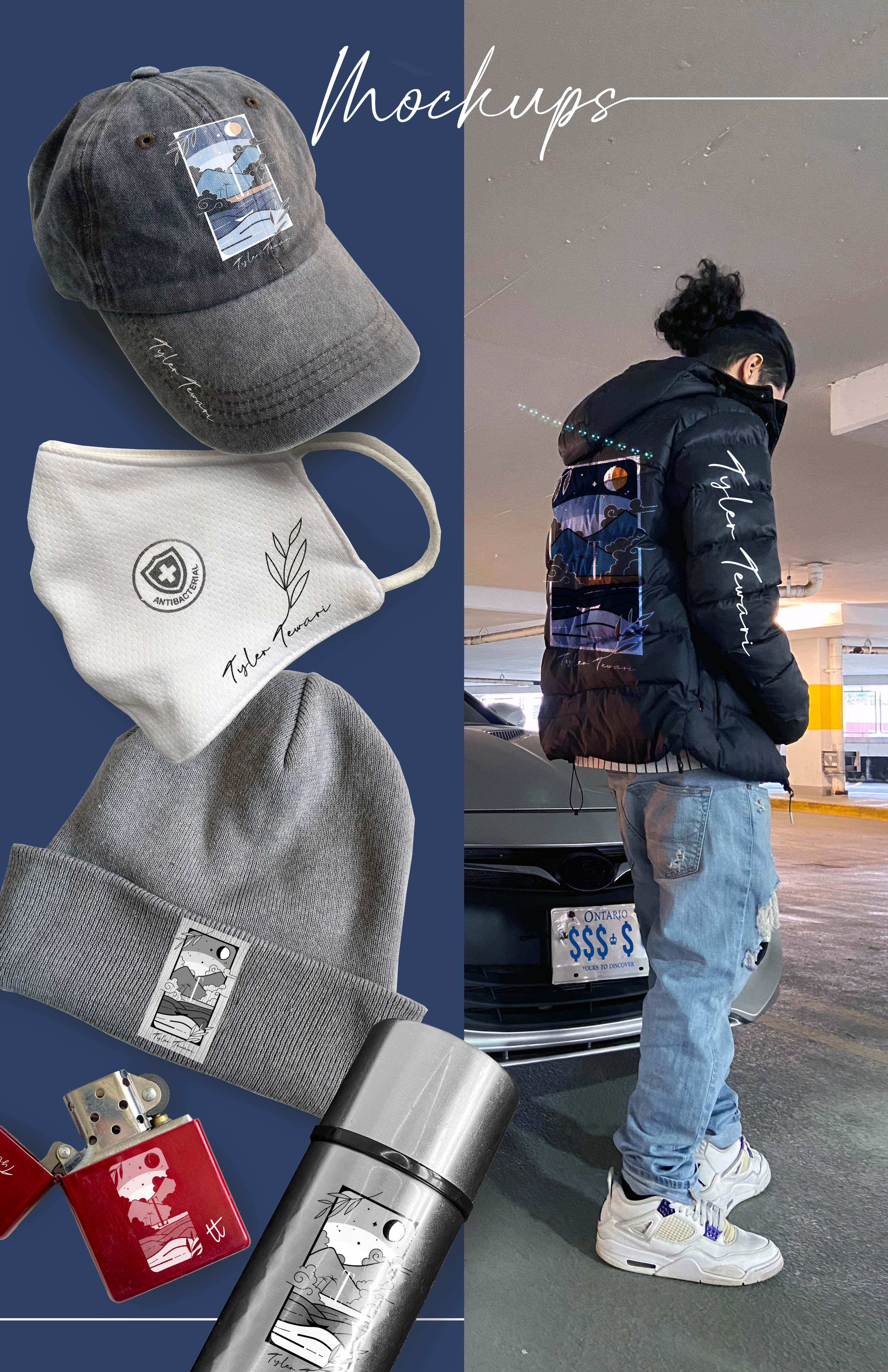 Tyler's new merchandise with his brand.