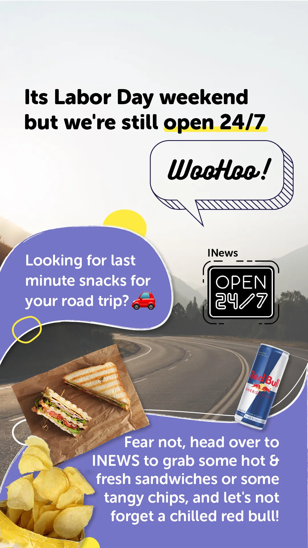 International News Convenience Store promotional banner.