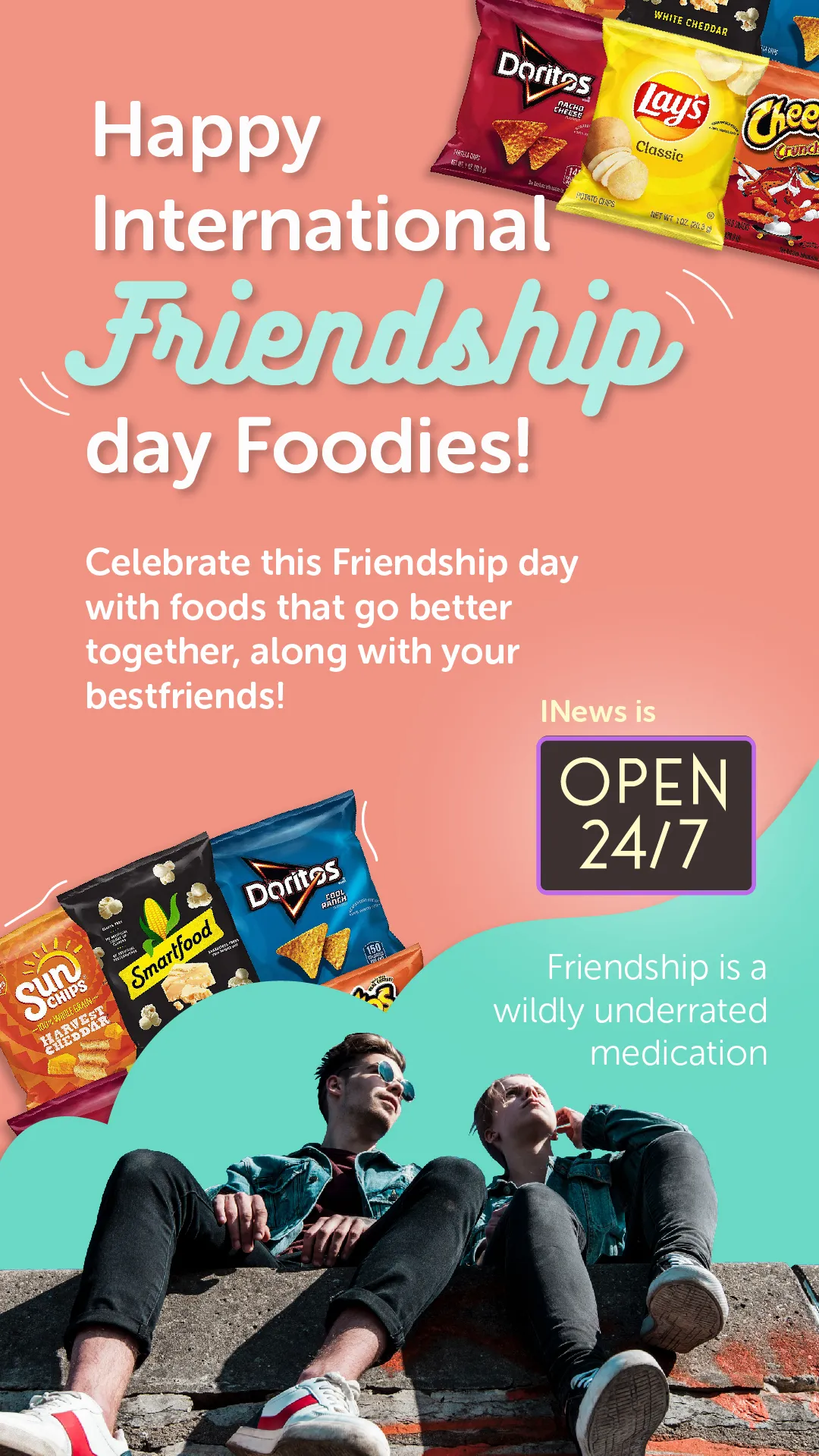 International News Convenience Store promotional banner.