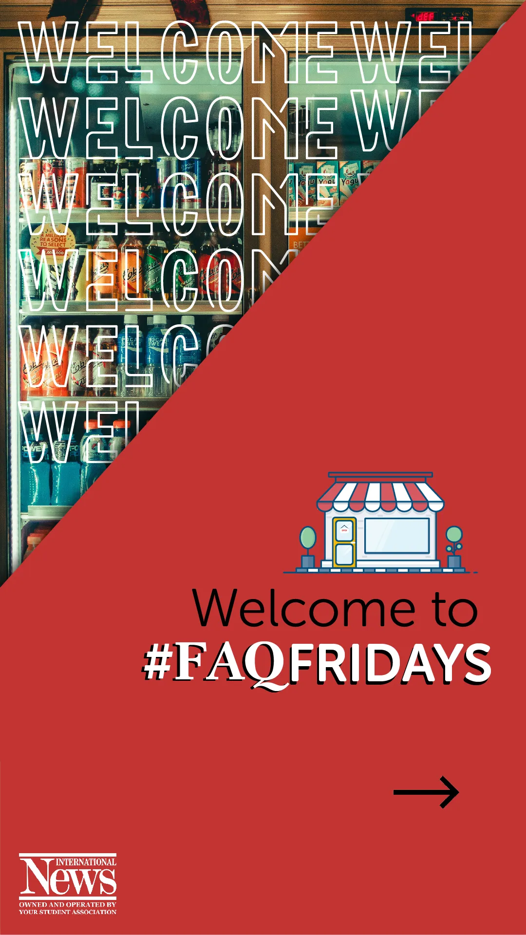 International News Convenience Store promotional banner.