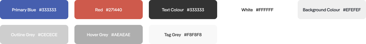 The primary colour plaette of the Barangay app: blue, red, and various shades and tints.