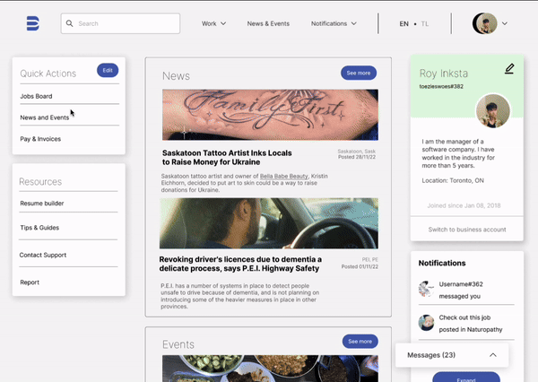 A gif demonstraiting the resume builder workflow.