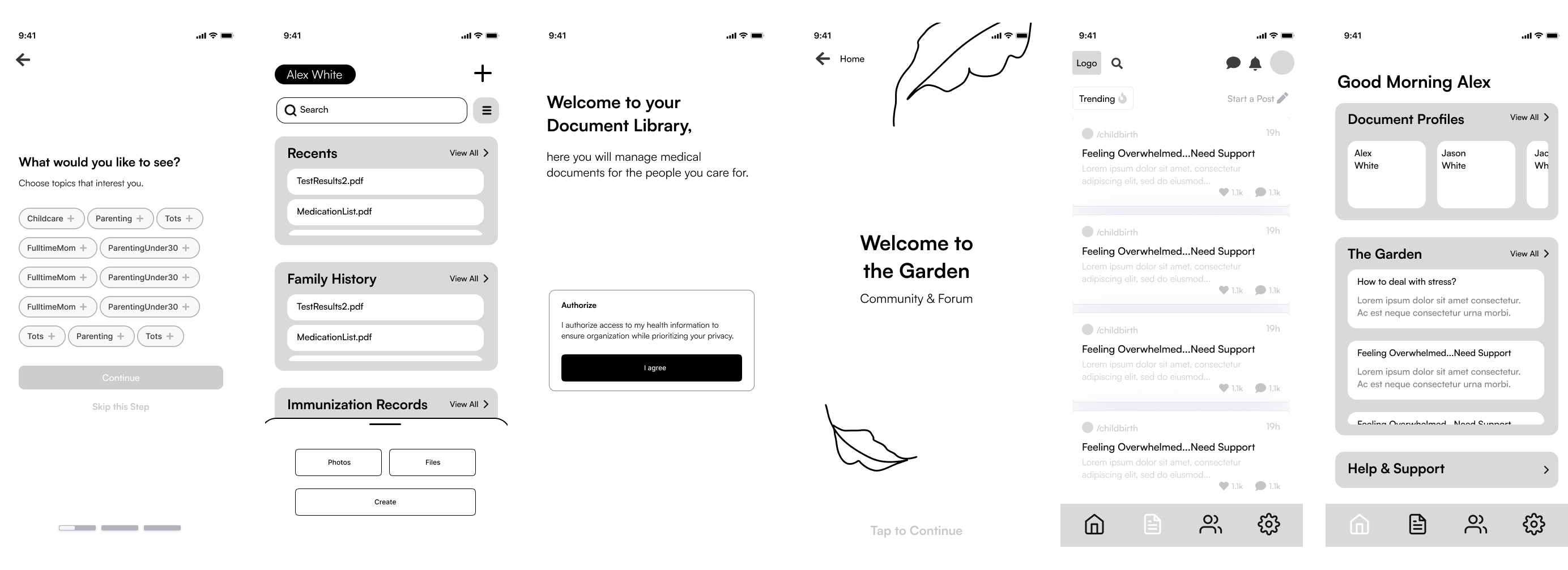 A low fidelity view of the mobile version of the application/website.