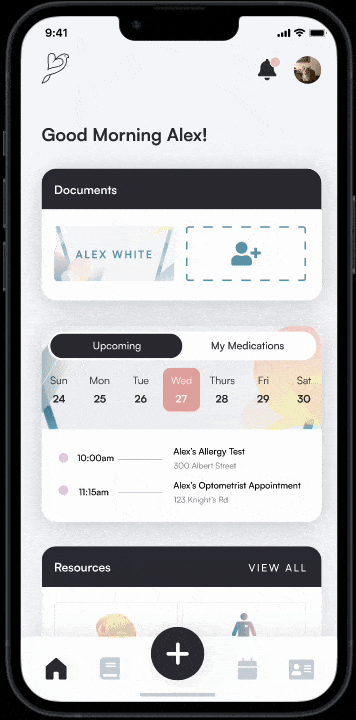 A gif demonstraiting the Calendar + Medication Tracker workflow.
