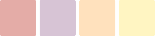 4 coloured boxes, Pink, lavender, biege, and light yellow.
