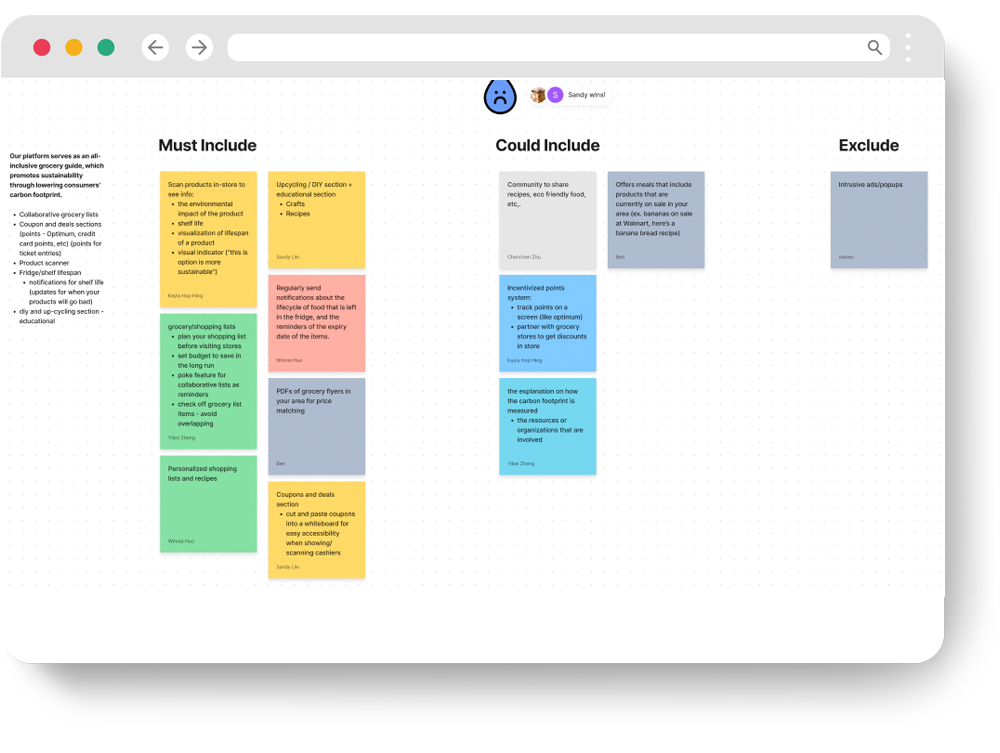 A low fidelity view of the mobile version of the application/website.