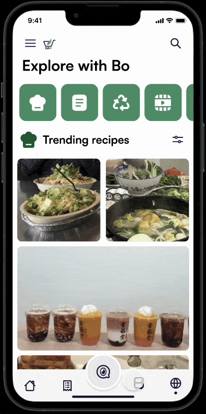 A gif demonstraiting the exploration and discovery page workflow.