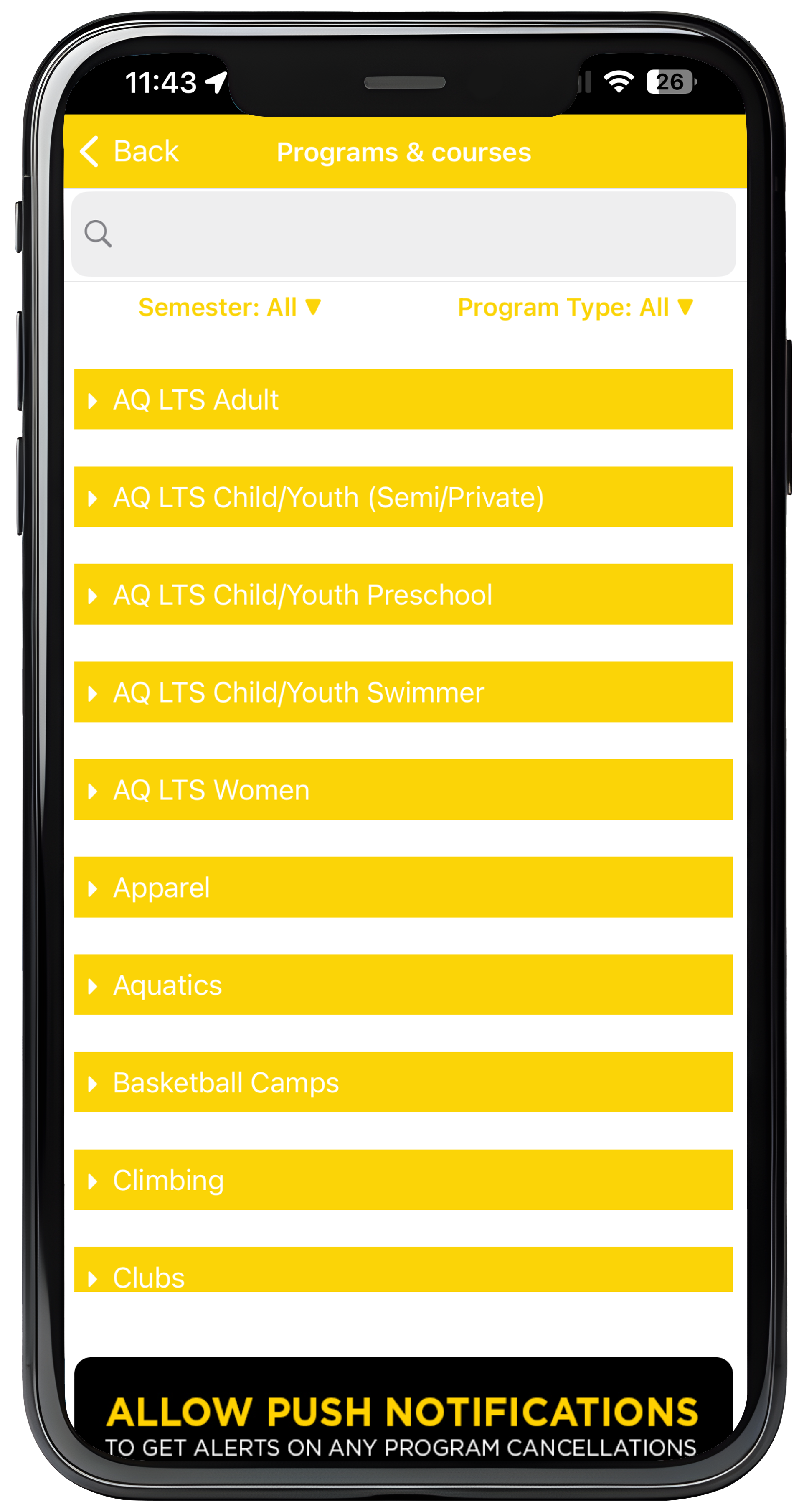 An image of the original Waterloo Warriors interface before our team intervened showing Programs and Course list.