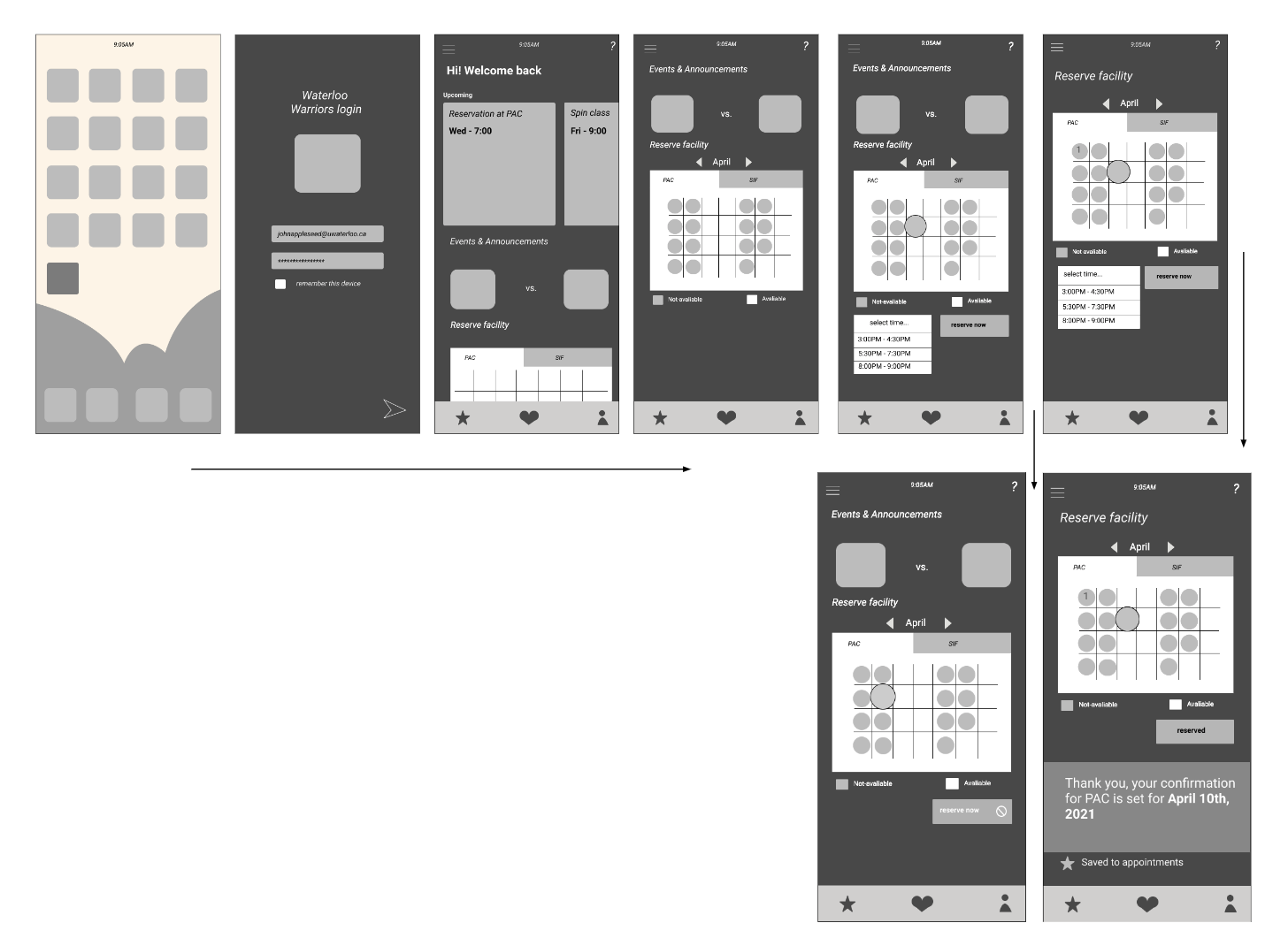 An low fidelity mock-up of the wireframed application.
